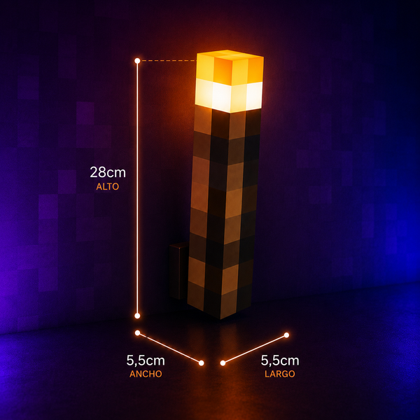 LÁMPARA LED ANTORCHA — ESTILO MINECRAFT