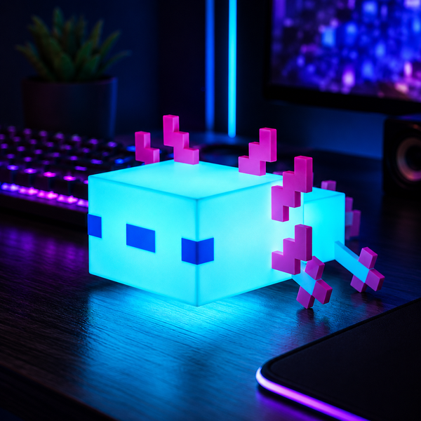 LÁMPARA LED AJOLOTE — ESTILO MINECRAFT