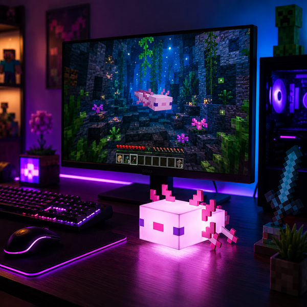 LÁMPARA LED AJOLOTE — ESTILO MINECRAFT