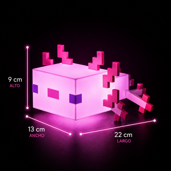 LÁMPARA LED AJOLOTE — ESTILO MINECRAFT