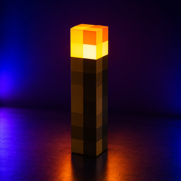 LÁMPARA LED ANTORCHA — ESTILO MINECRAFT