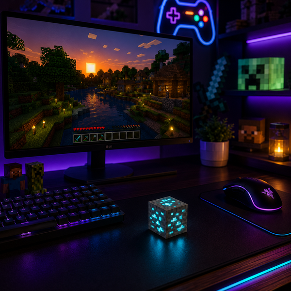 LÁMPARA LED MINERAL — ESTILO MINECRAFT