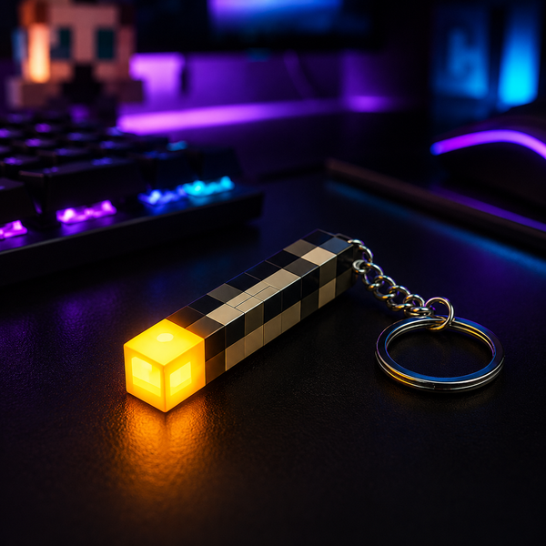 LLAVERO ANTORCHA— ESTILO MINECRAFT